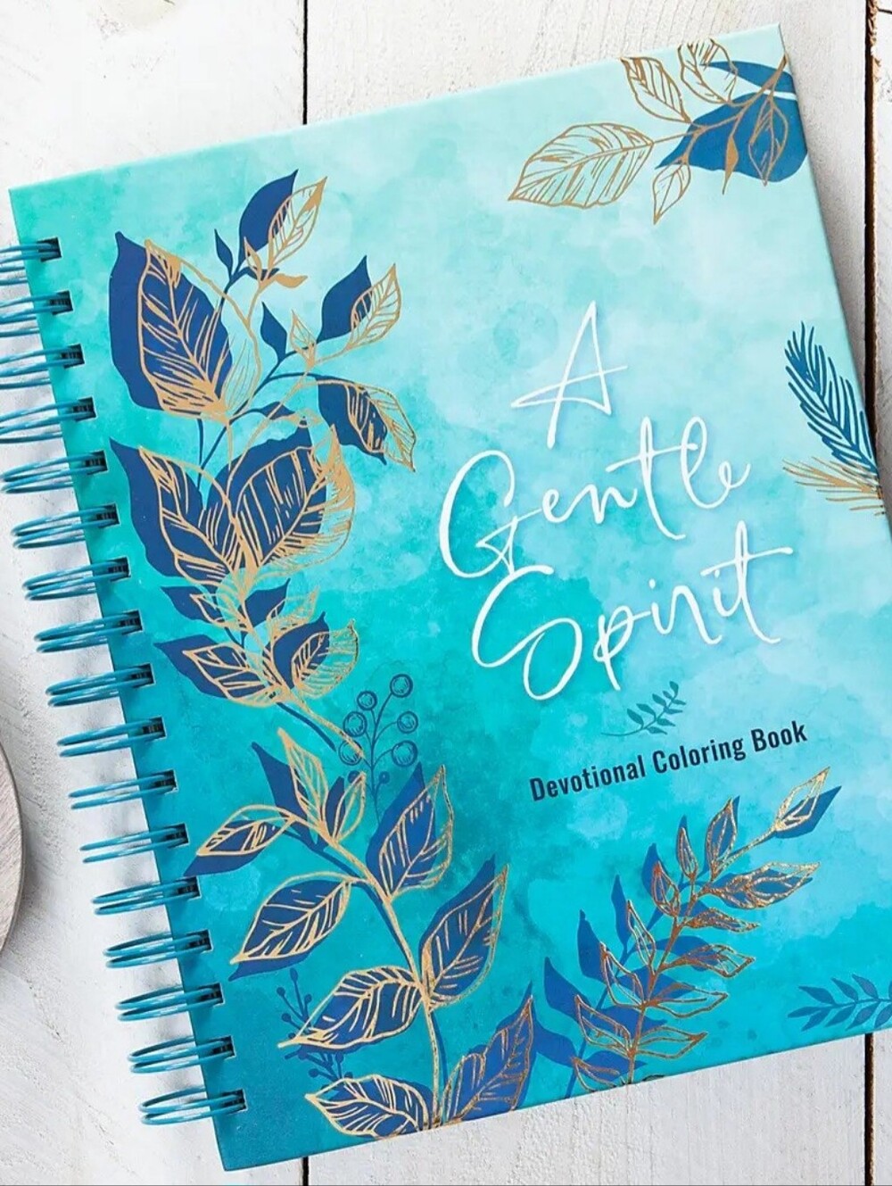 A Gentle Spirit Devotional Coloring Book - Turquoise Blue with Gold Leaf Accents